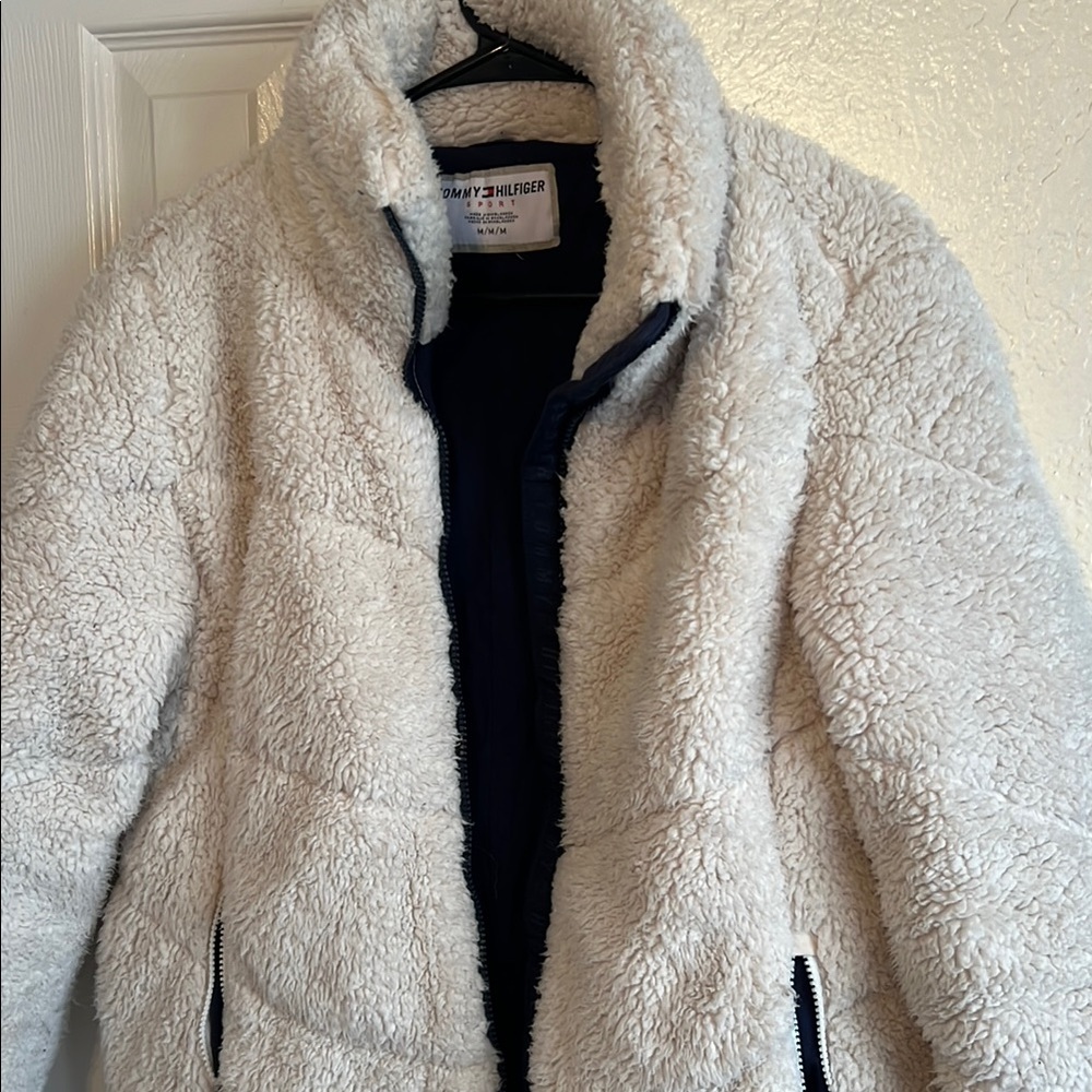 Tommy Hilfiger Cream Teddy Jacket Plush Warmth